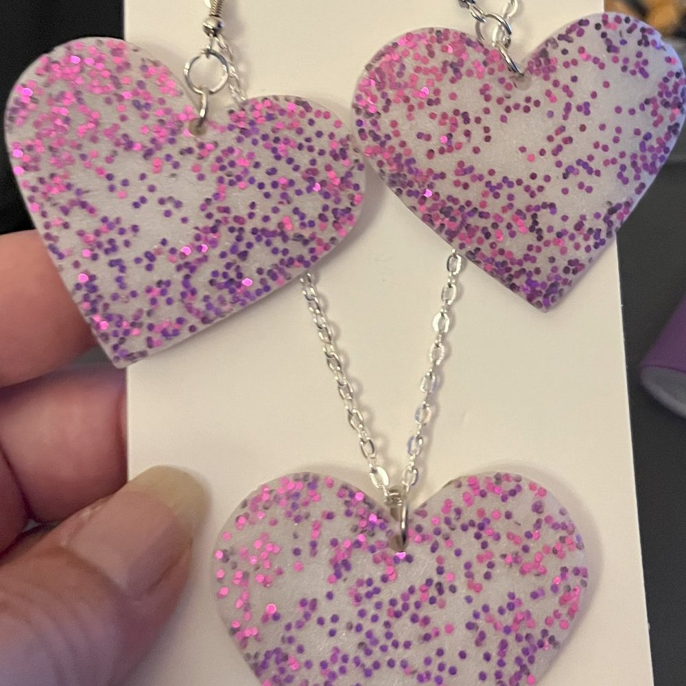 Handmade Holographic Heart earrings